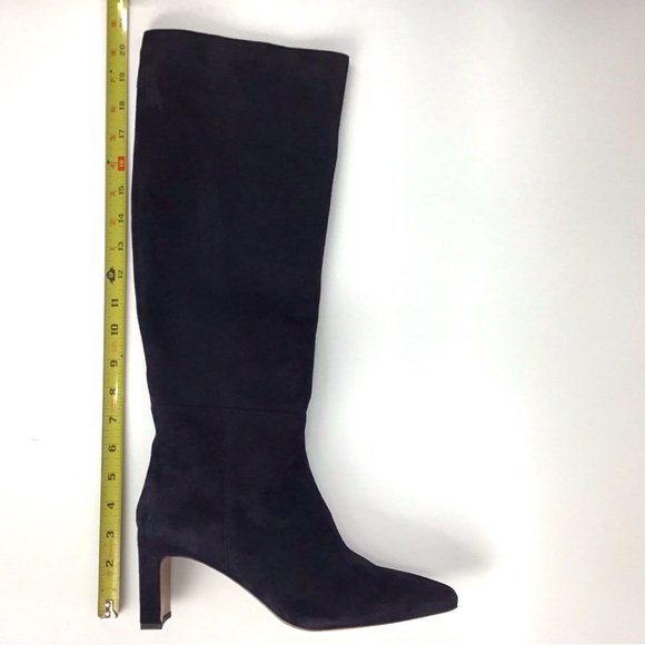 Lafayette 148 ADLEY Suede Block Heeled Knee High Boots Blue Sz 41 EU 11 … - Picture 12 of 16